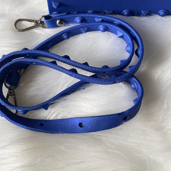 Blue Crystal Studded Clutch Satchel Purse - Picture 8 of 10